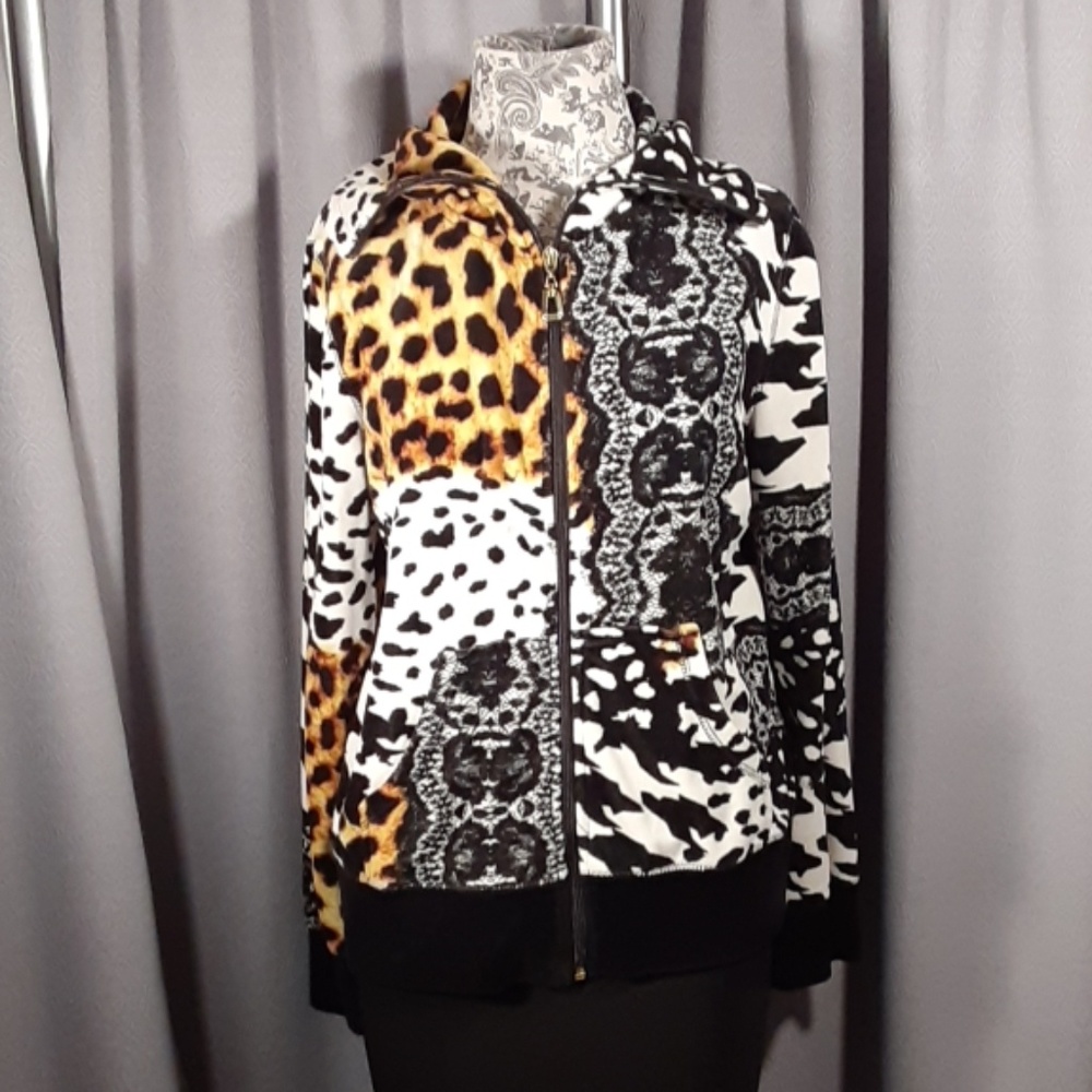 PXL animal multi print large collared jacket